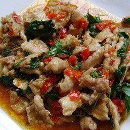 กะเพราหมูชิ้น กับข้าว