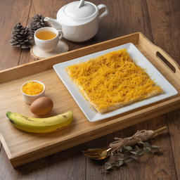 BE5 โรตีกล้วย ไข่+นม+ฝอยทอง