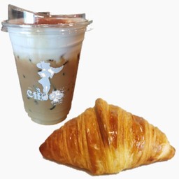 ครัวซองต์ธรรมดา+เครื่องดื่ม