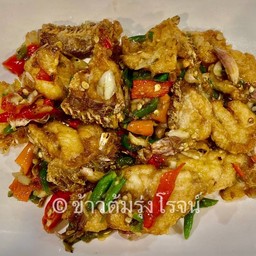 เนื้อปลาเก๋าผัดพริกขี้หนูสด