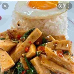 ผัดกระเพราไก่ยอราดข้าว+ไข่ดาว