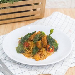 สปาเก็ตตี้กะเพราไก่กรอบ