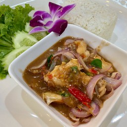 ข้าวป ูผัดกะปิ+ ไข่ดาว