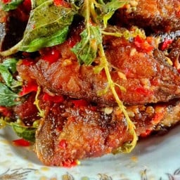 กระเพราปลาดุกกรอบ (กับข้าว)