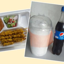 หมูสะเต๊ะชุดกลาง 15ไม้+เป๊บซี่+น้ำแข็งเปล่า