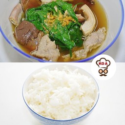 เกาเหลาเลือดหมูตำลึง 3 ถุง + ข้าวเปล่า 3 ถุง
