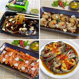 Set ดอง 4 Kings ขนทุกสิ่งมาดอง แซลมอน ปูไข่ กุ้ง หมึกหอม