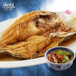 ปลากะพงทอดราดน้ำปลา