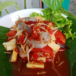 ตำหน่อไม้กุ้งสด