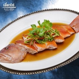 เนื้อปลาเก๋าแดงนึ่งซีอิ้ว