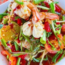 ตำเหลากระเฉดกุ้งสุก