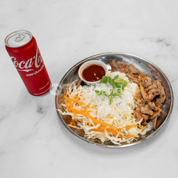 [อร่อยซ่ากับโค้ก] Set ข้าวหมูกระเทียม + โค้ก