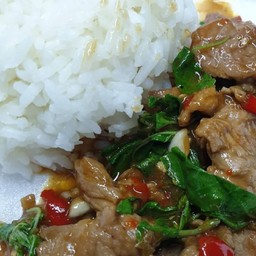 ข้าว+กระเพราเนื้อ