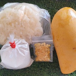 ชุดข้าวเหนียวมะม่วงน้ำดอกไม้ (แบบไม่ปอก) เซ็ตเล็ก มะม่วง 1 ลูก ข้าวเหนียว 2 ขีดครึ่ง