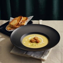 Corn Soup with  Crab Cake Balls