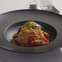 Spaghettini Spicy Italian Sausage
