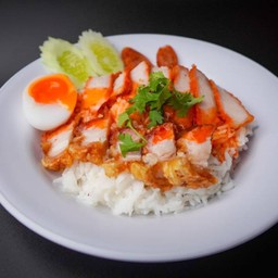 ข้าวหมูแดง+หมูกรอบ
