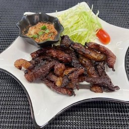 หมูแดดเดียว+จิ้มแจ่ว
