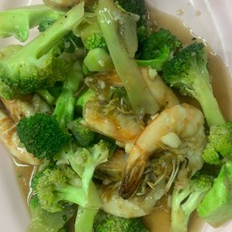 ผัดบ็อคโครี่กุ้ง