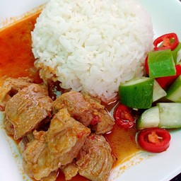 ข้าวซี่โครงหมูน้ำพริกเผา(ข้าวหอมมะลิ)