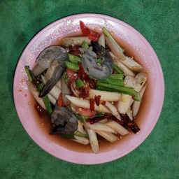 ตำไหลบัวกุ้งสด(ปรกติปลาร้าตำไทยกรุณาแจ้งด้วย)