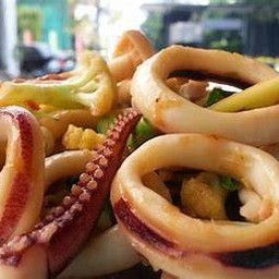 ผัดกะเพราปลาหมึกราดข้าว