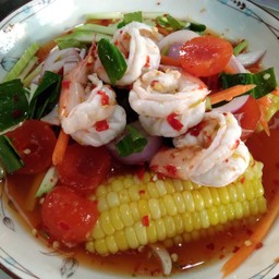 ยำกุ้ง + ไข่แดง