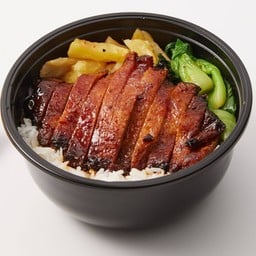 ข้าวหมูแดงฮ่องกงส่วนทงโทโร่ (คอหมูแท้มันน้อย)