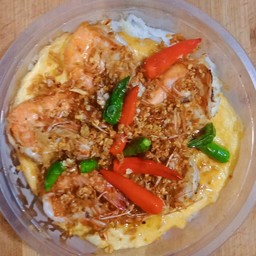 ข้าวไข่ข้นไก่กระเทียมพริกโดด