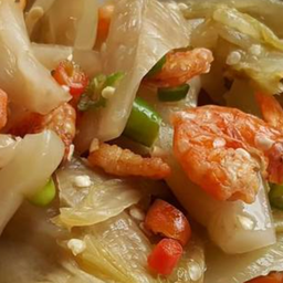 ยำผักกาดกระป๋อง+กุ้งแห้ง