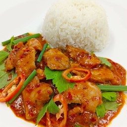 ข้าวหมูผัดพริกเผา