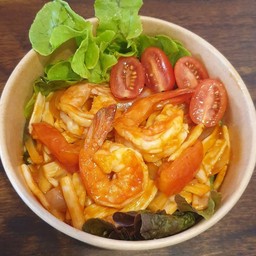 เส้นโอ๊ตคีโต มักกะโรนีผัดกุ้ง