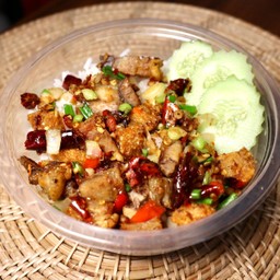 Crispy Pork With Chili And Salt On Rice