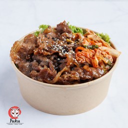 ข้าวหน้าเนื้อซอสทาเระ. !!! ฟรี กิมจิ