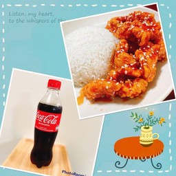 ข้าว ไก่ป๊อบ เกาหลี + โค้กขวด 590ml