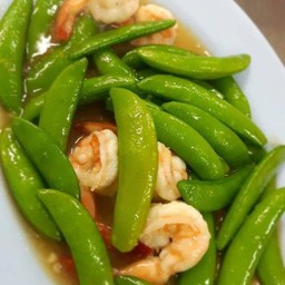 ถั่วลันเตาหวานผัดกุ้ง
