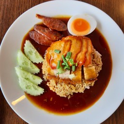 Red Pork And Crispy Pork With Rice