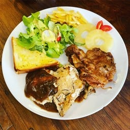 สเต็กไก่+ไก่