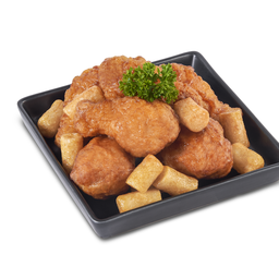 ปีกบนไก่ เล็ก (6 ชิ้น) และต๊อกทอดคลุกซอส