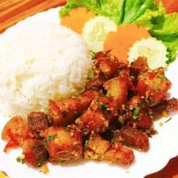 ข้าวไก่กรอบราดพริก