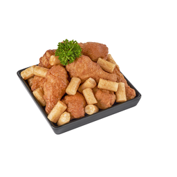 ปีกบนไก่ กลาง (10 ชิ้น) และต๊อกทอดคลุกซอส