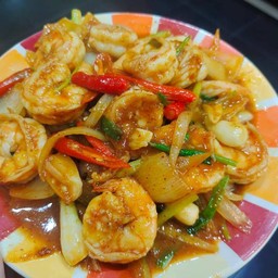กุ้งผัดน้ำพริกเผา