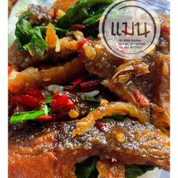ข้าวกระเพราปลาแกะ (ปลานิลทอดแกะเนื้อ)