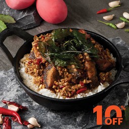[ลด10%] ข้าวไข่เยี่ยวม้าคั่วกะเพรากรอบ(พิเศษ)