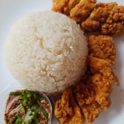 ข้าว+ไก่กรอบ น้ำจิ้มแจ่ว