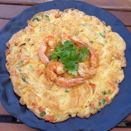 ไข่เจียวกุ้งสับ กับข้าว