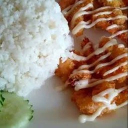 ข้าวไก่กรอบ ซอสมายองเนส