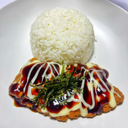 ข้าวไก่กรอบราด ซอส ทาโกยากิ