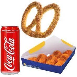 Cheesy Chicken Bites + Almond Pretzel + Coke (325 ml) 1 กระป๋อง 115 บาท (จากราคา