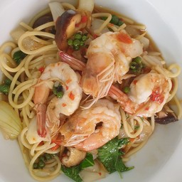 สปาเก็ตตี้ผัดขี้เมาซีฟู้ด( drunken seafood spaghetti)